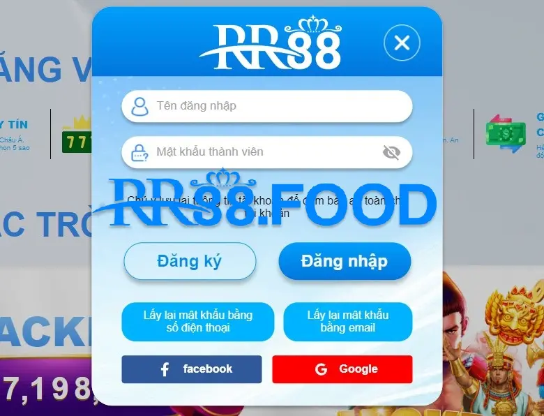 Điền thông tin đầy đủ theo yêu cầu để đăng nhập vào tài khoản của nhà cái RR88
