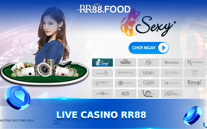 Live Casino RR88 do các nhà phát hành game hàng đầu cung cấp